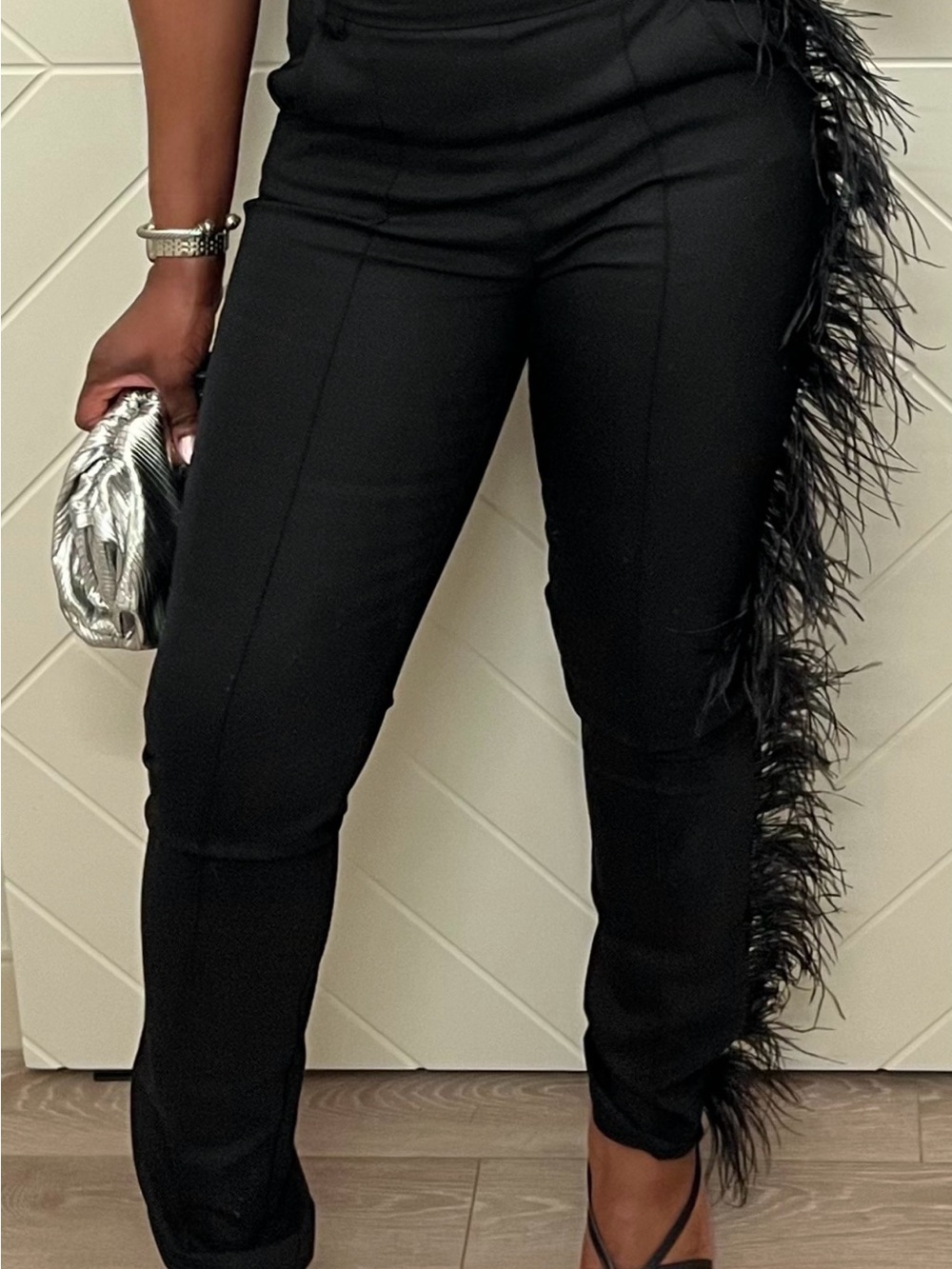 HANIFA - AVA FEATHER TRIM PANTS - Picture 2 of 3